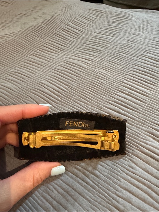 Fendi Black Velvet Barrette with Gold Tone Clip main image 4